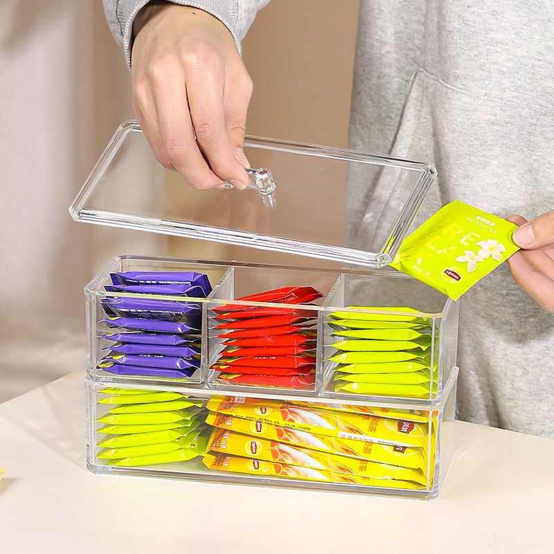 Tea Bag Coffee Storage Box Compartment Sealed Portable Lid Large Capacity Desktop Dustproof Tea Tea Room Storage Rack - Image 4